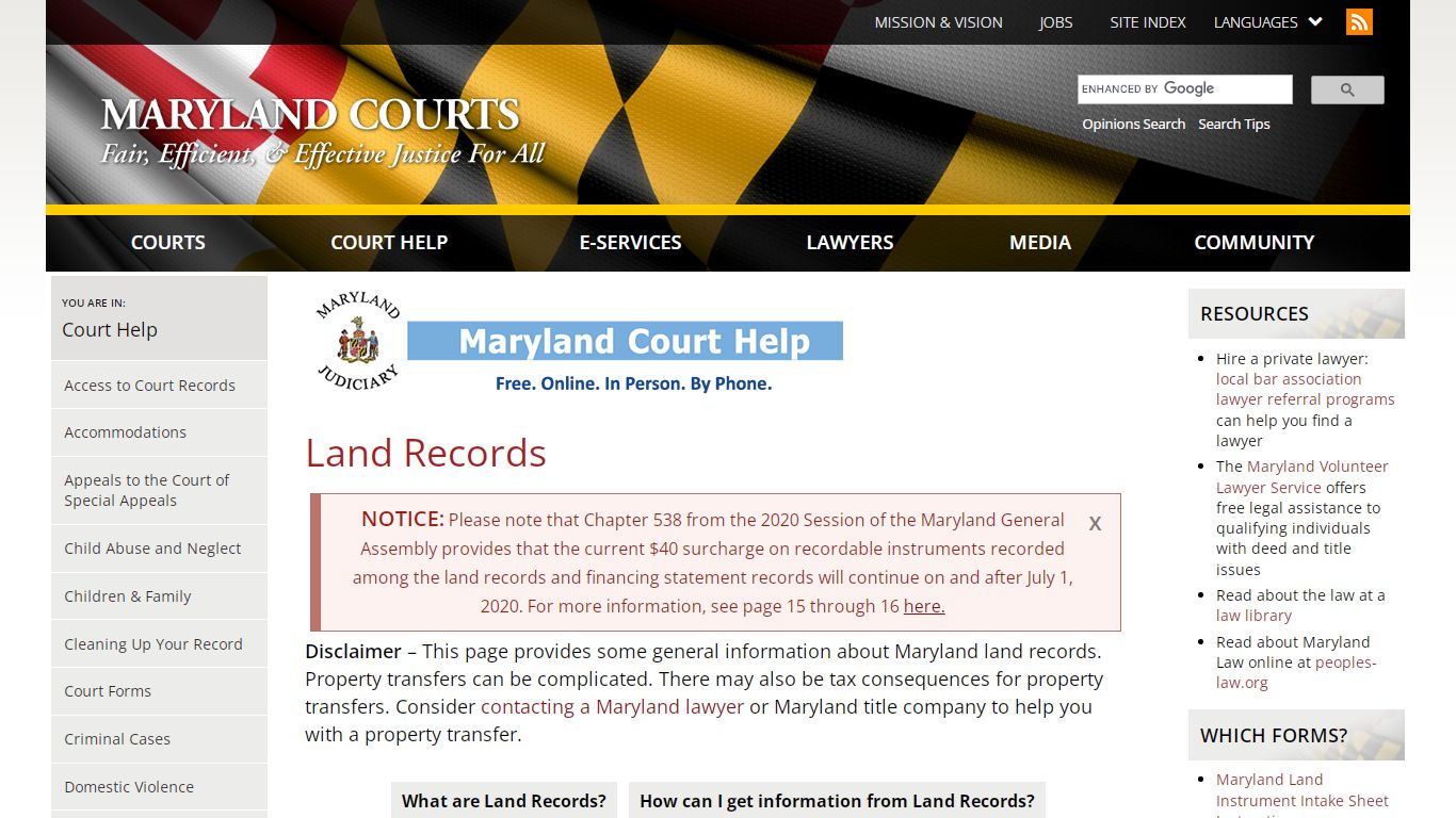 Land Records | Maryland Courts